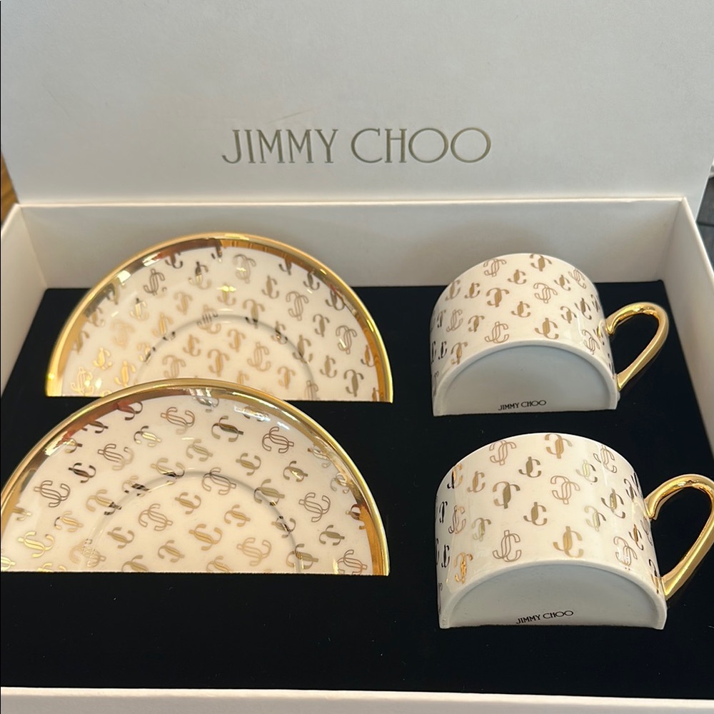 Jimmy Choo Gold and White Tea Set